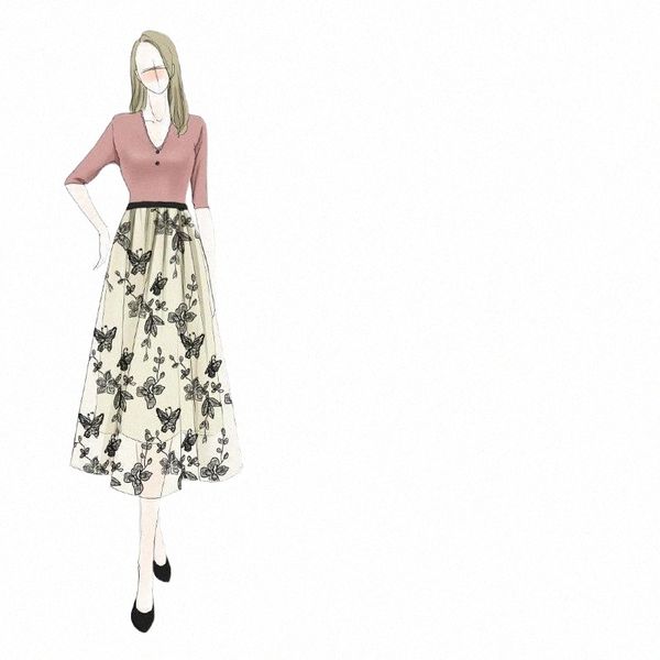 

skirts three-dimensional butterfly embroidery net yarn long fashion skirt 2022 summer european and american women's clothing skirts s0e, Black