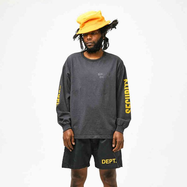 

2022 men's hoodies designer sweaters galley dpt security yellow letter printed vintage long sleeve t-shirt high bottom hoodies and swea, Black