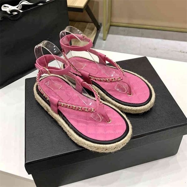 

slippers ladies hemp rope braided sandals chain leather candy color summer shoes ankle straps 75% off outlet online, Black