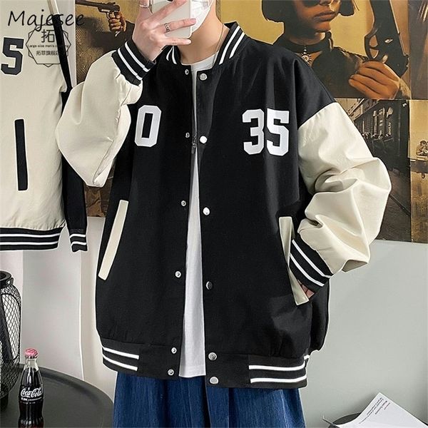 

mens jackets men jackets patchwork single breasted baseball bomber coat bf spring fashion rid sleeve jacket loose m3xl pilot streetwear 2209, Black;brown