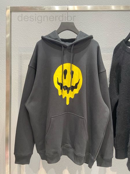 

men's hoodies & sweatshirts designer high version paris b family dissolves smiling face print back finger skeleton embroidery men', Black