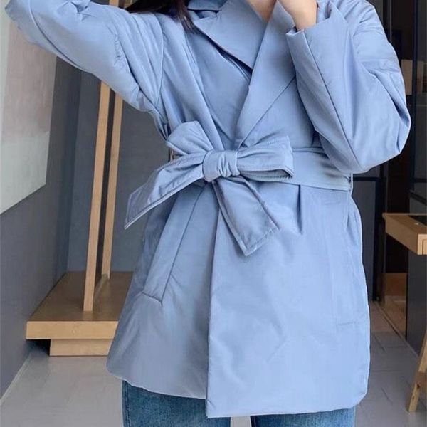 

womens down parkas womens jacket winter with belt pocket thin parkas solid coat female fashion outwear sweet women jacket 220902, Black