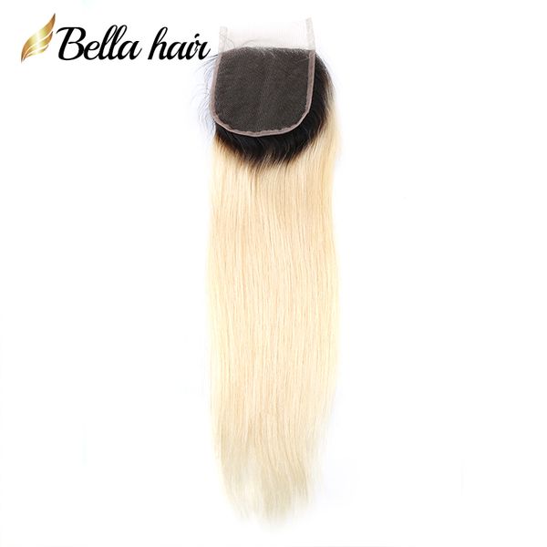 

blonde lace closures weaves human hair closure part 4x4 1b/613 silky straight with baby hair, Black;brown