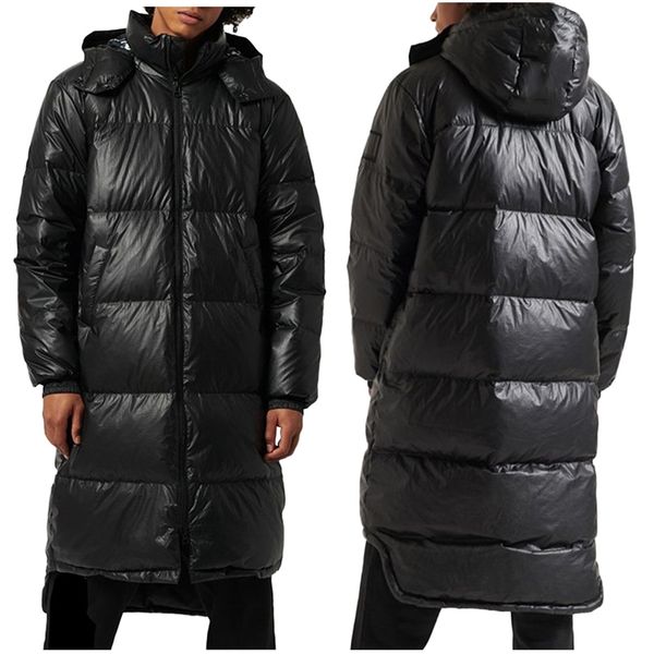 

mens down parkas mens autumn and winter coat jackets large size solid color long cotton coat padded jacket pocket coat with hat 220902, Black