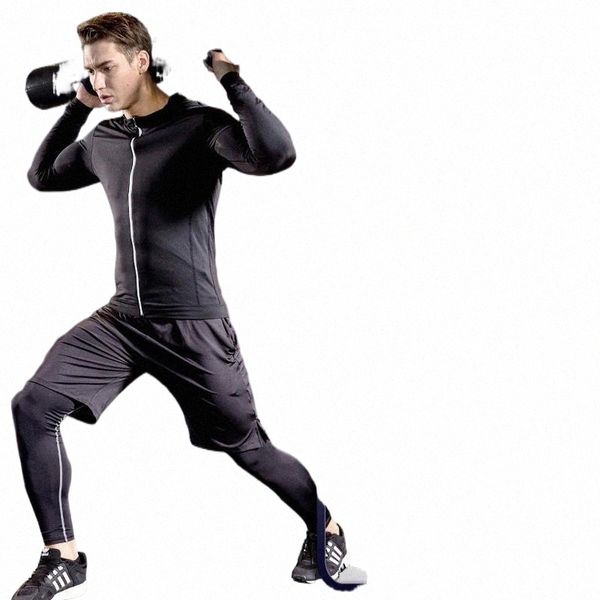 

men's tracksuits allenamento da palestra per uomo fitness abbigliamento sportivo collant slim esecuzione di tute men's tracksuits, Gray