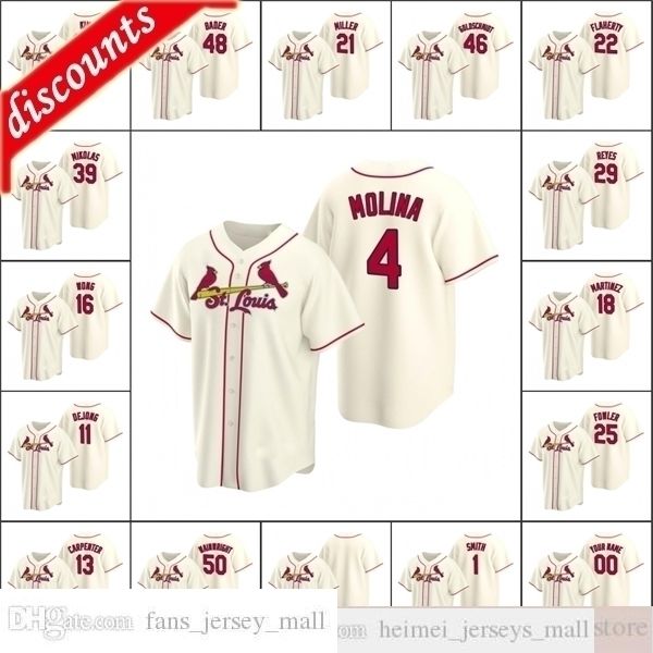 

2021 alternate baseball #16 kolten wong jerseys stitched 22 jack flaherty 4 yadier molina custom women youth cream alternate jersey, Black