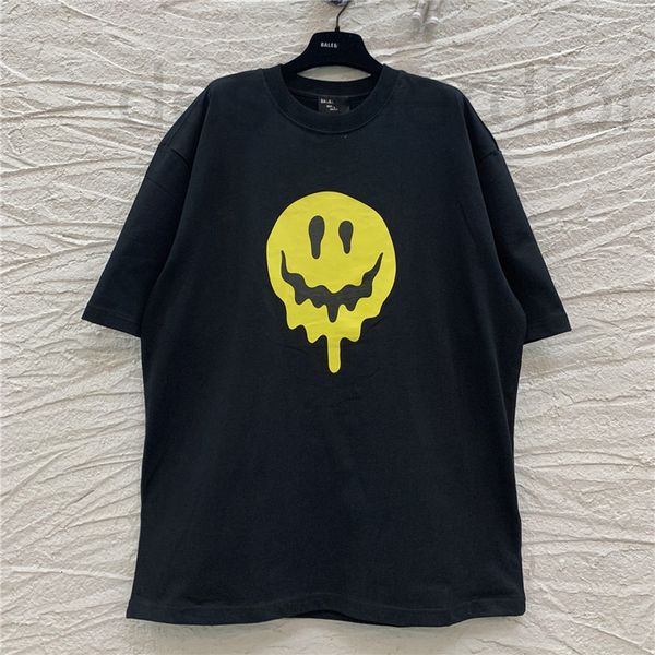 

men's hoodies & sweatshirts designer high version paris b family smiling face dissolving printing back embroidered skull finger short s, Black