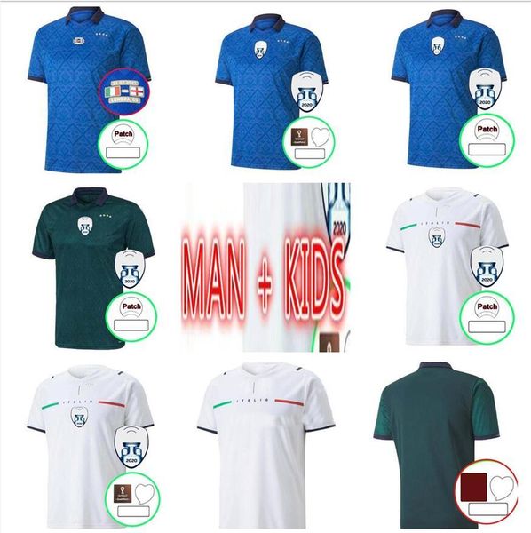 

college wear man kids kit 2021 2022 italie italy player version soccer jersey 20 21 22 italia chiellini el shaarawy bonucci insigne bernarde, Black
