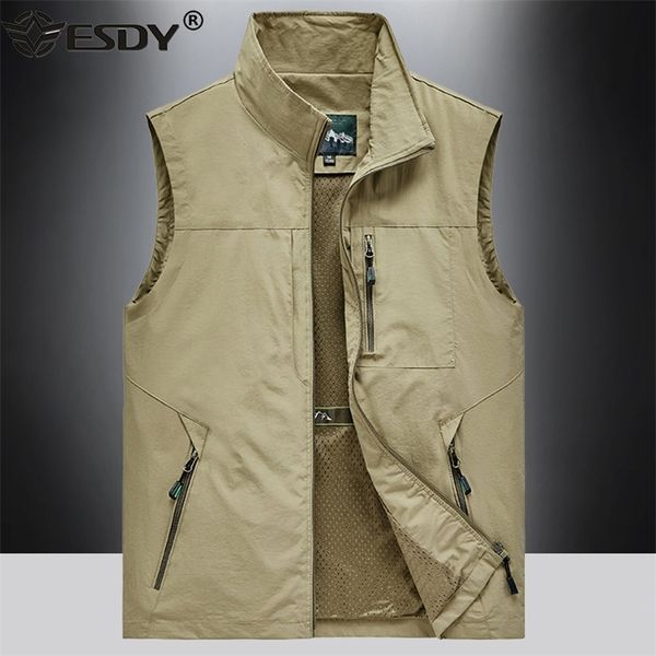 

men's vests mens outdoor vests spring multipockets hiking work pography vest man fish vest waterproof breathable waistcoat size 6xl 220, Black;white