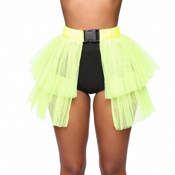 

skirts skirts mesh pleated patchwork mini skirt women solid buckle strap bubble fashion night party clothes see through for lady1 l4sn#, Black
