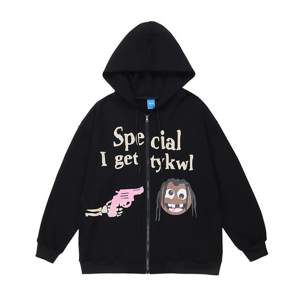 

mens hoodies sweatshirts american street harajuku winter hoodie for men and women spring and autumn hip hop style loose zipper cardigan jack, Black