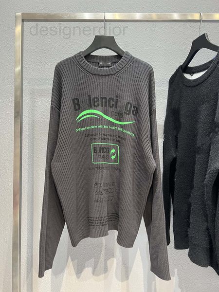 

women's sweaters designer high version early autumn new paris b home waves slogan letter jacquard men and women loose wool knitted swea, White;black