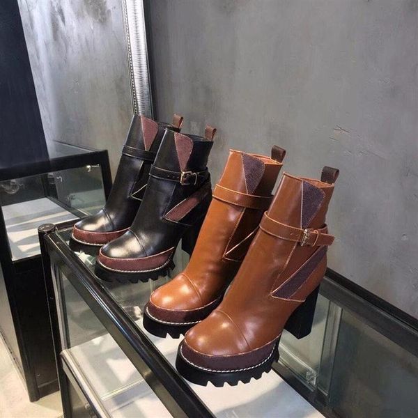 

designer women martin boots fashion boots flamingos love arrow medal 100% real leather coarse desert boot winter leather luxury wo267s, Black