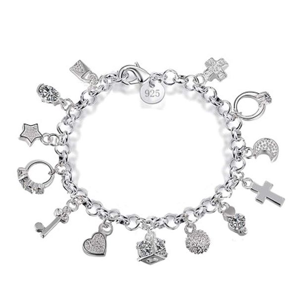 

charm bracelets s925 sier thirteen hanging pieces bracelet for women gift bangles jewelry drop delivery 2022 bdejewelry ami4i, Golden;silver