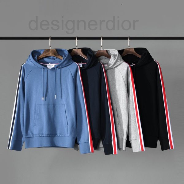 

men's hoodies & sweatshirts designer correct version of autumn and winter new tb double sleeve color contrast stripe large webbing men&, Black