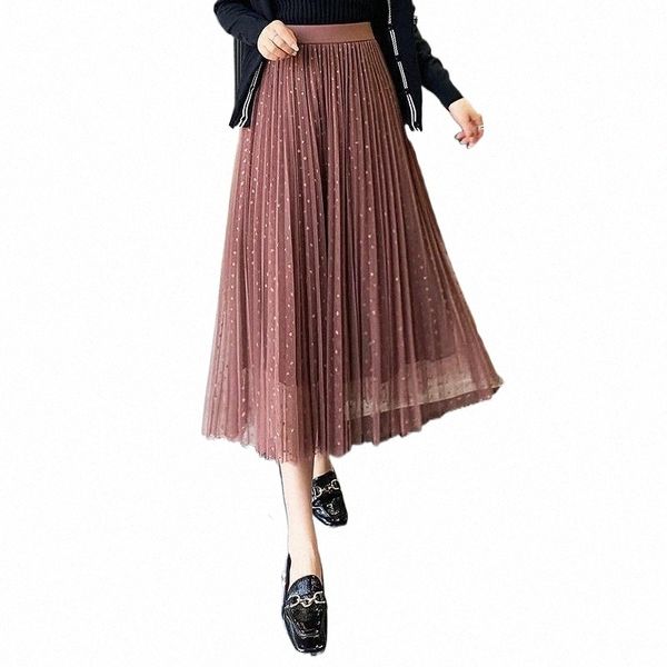 

skirts skirts 3 layered tulle womens shining bronzing polka dot mesh tutu skirt ball gown pleated long maxi 2022 spring y9ua#, Black