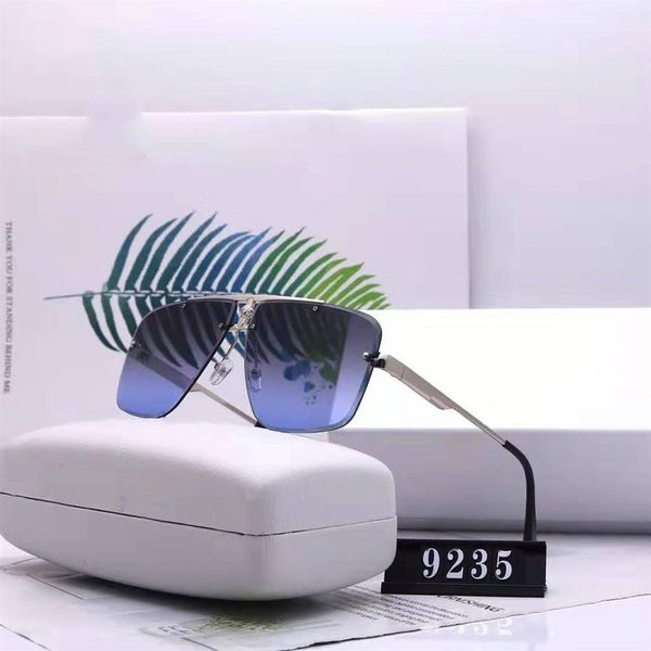 

9235 new luxury sunglasses for mens and women brand designer sunglasses wrap sun glass pilot frame coating mirror lens2738, White;black