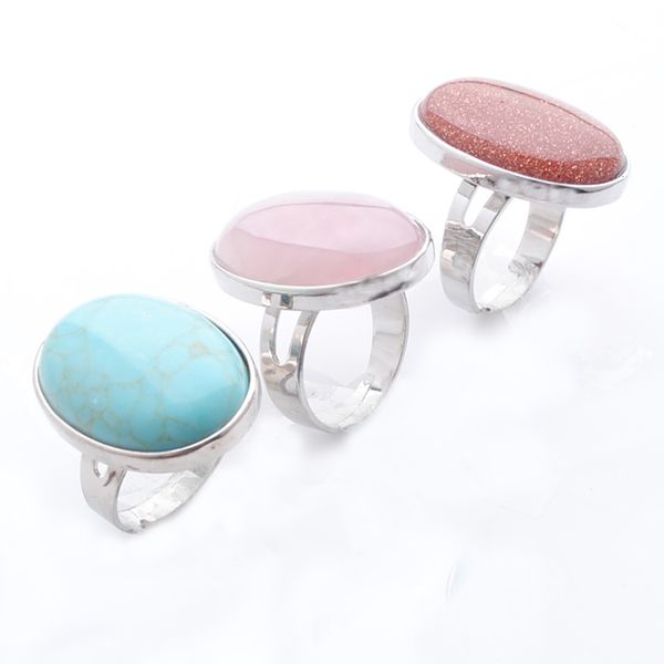 

fashion jewelry resizable rings natural stone amazonite unakite jasper finger wedding ring for women gift bx308, Golden;silver