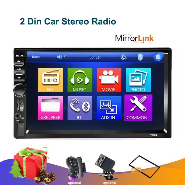 

7 inch 2 din car dvd radio player autoradio mirror link touch screen audio radio bluetooth mp5 multimedia fm/tf/usb rearview camera