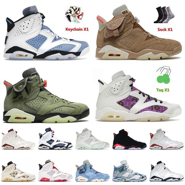 

2022 new arrival mens basketball shoes british khaki jumpman 6 6s vi unc cactus jack washed denim metallic silver bordeaux men women outdoor