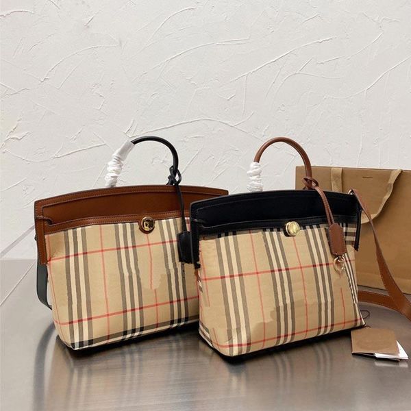 

women handbag tote shopping bag hand crossbody bags plaid stripe canvas leather large capacity pocket handbags purse
