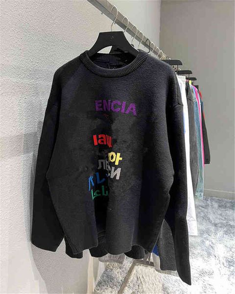 

men's hoodies sweatshirts fw sweater in autumn and wter prted seven languages custom woven women's mens tracksuits brands, Black