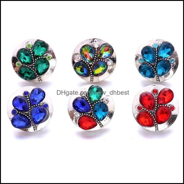 

clasps hooks wholesale rhinestone 18mm snap button clasp metal teardrop zircon branch charms for snaps jewelry finding dhseller2010 dhneg