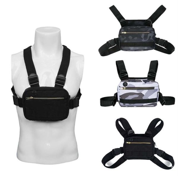 

tactical vest chest rig bag packs adjustable radio harness holster walkie talkie pouch sports outdoor reflective strip oxford clot2485