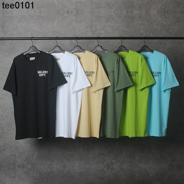 

galery dept classic letter print t shirt american high street versatile loose round neck short sleeve fashion, White;black