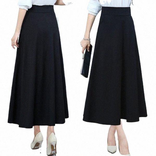 

skirts spring skirt women's high waist large size long show thin pleated medium length hood a-line umbrella skirts h5bi#, Black
