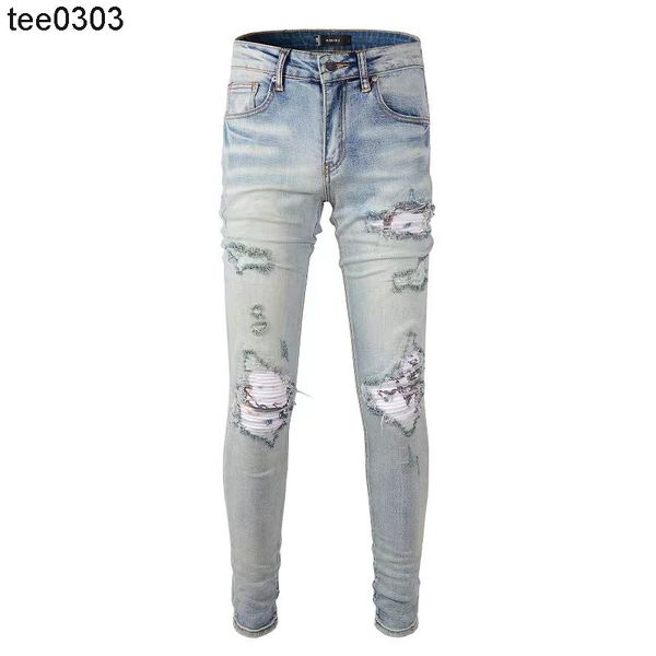 

839 used jeans youth elastic slim fit small foot patch high street jeans amirs, Blue