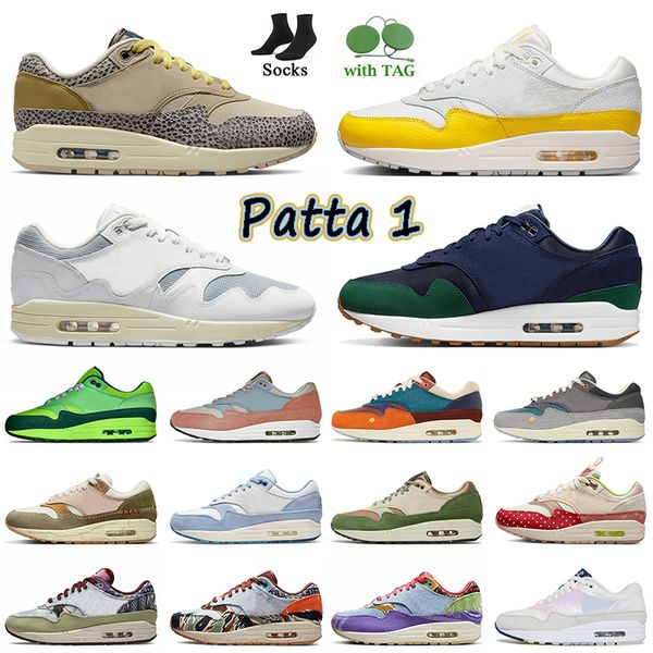

2022 fashion women mens max 1 running shoes amax patta 1s 87 white black tour yellow safari cobblestone varsity blueprint wabi sabi trainers, White;red