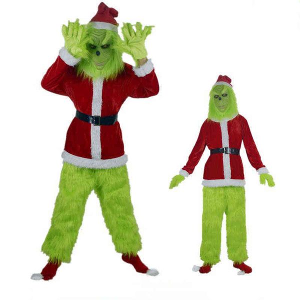 

stage wear halloween explosion green fur monster grinch cosplay santa suit party come halloween cosplay set anime clothes t220901, Black;red