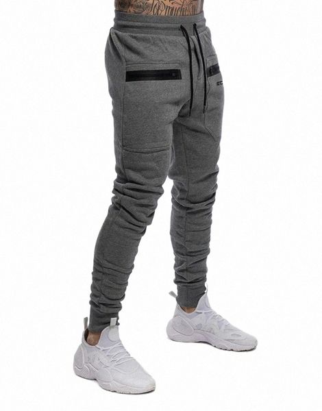 

men's pants gyms men joggers sports sweatpants black zip pocket cotton trousers sporting clothing bodybuilding running pants me men