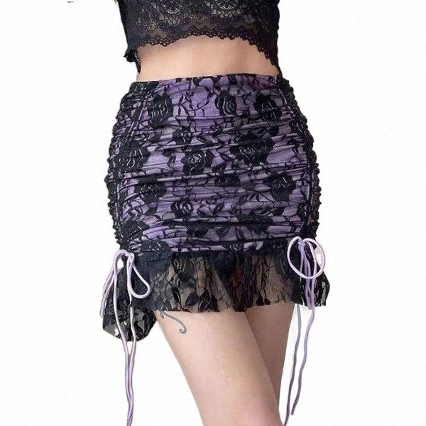

skirts skirts punk style sweet mesh drawstring skirt female streetwear harajuku high waist mini korean vintage casual a-line d0ln#, Black