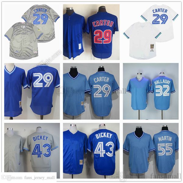 

movie mitchell and ness baseball jersey vintage 29 joe carter jersey 43 r.a. dickey 32 roy halladay 55 russell martin 54 roberto osuna, Black