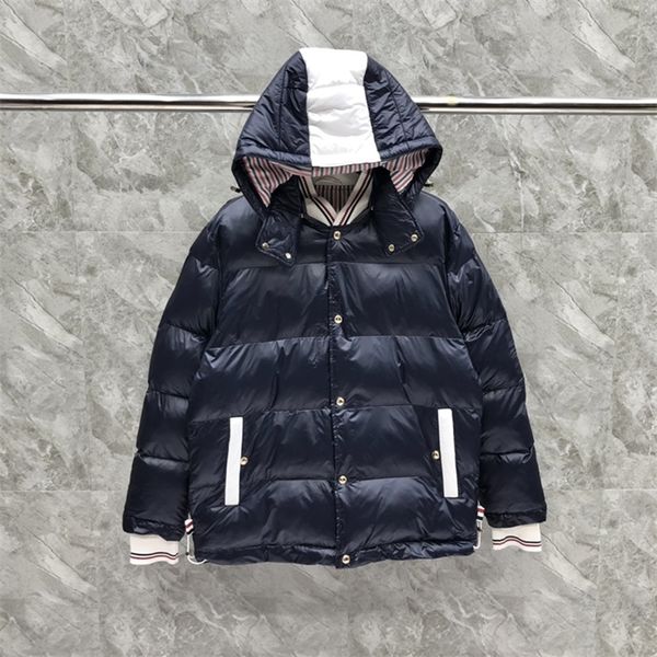 

mens down parkas tb tnom mens boutique winter jacket down jacket fashion brand coat solid navy downfilled matte nylon warm tb thermal jacket, Black