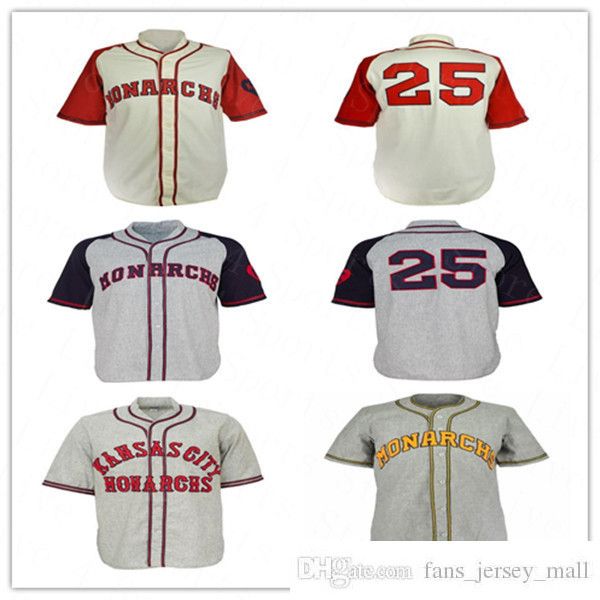 

custoom 1942 retro kansas city monarchs jerseys baseball team grey cream stitched shirt size s-4xl, Black