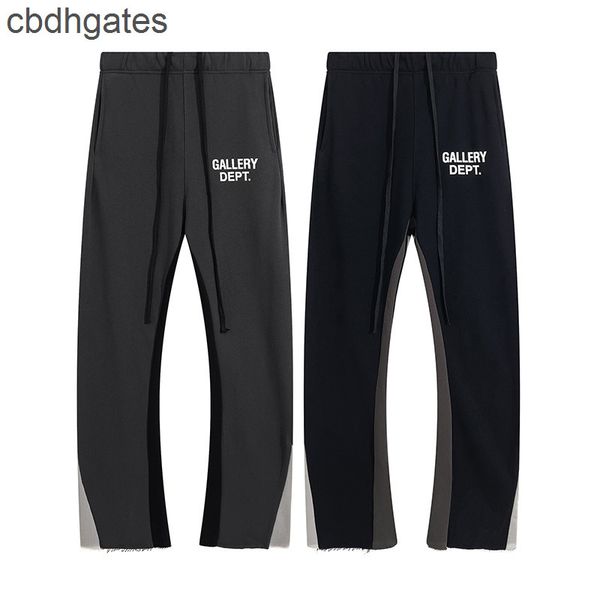 

high designer pant mens galleryes dept street fashion brand splicing wide leg pants large loose guard, Black