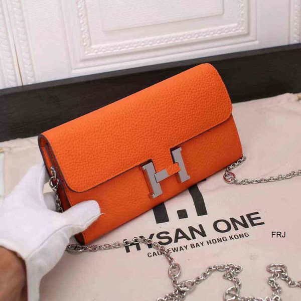 

designer bags constances herme 2022 new first layer lychee grain cow leather h buckle long womens purse bag diagonal cross handbag frj