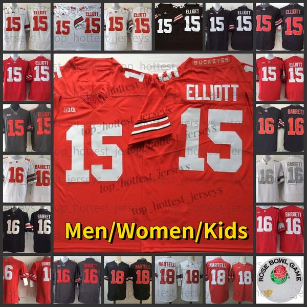 

ncaa football jersey ohio state buckeyes college 15 ezekiel elliott tate martell j.t. barrett jerseys red white stitched embroidered men wom, Black
