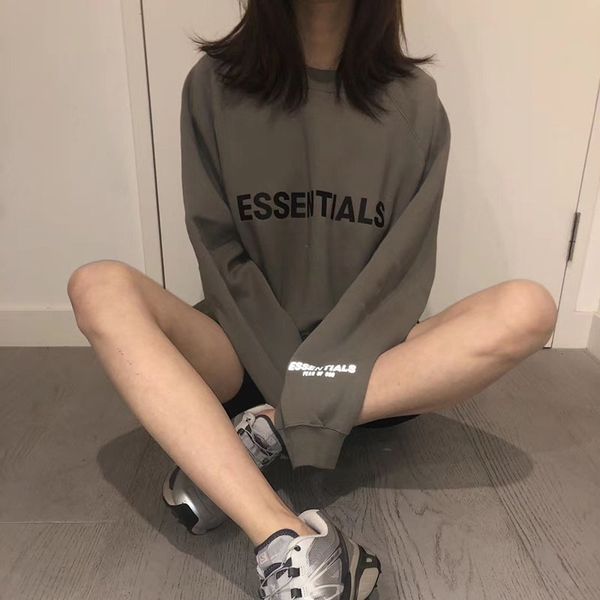 

classic trendy sweatshirts essential men's hoodies men's double line letter loose high street round neck sweater feel coat, Black