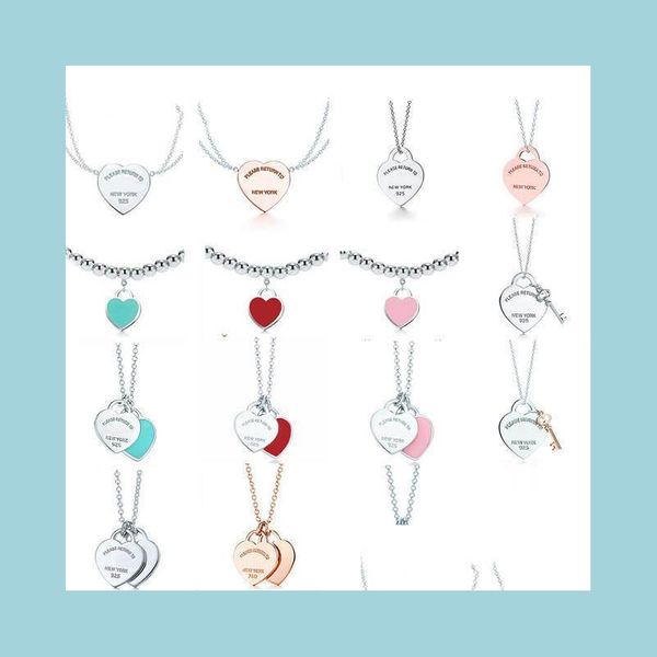 

pendant necklaces necklace 925 sier pendant necklaces female jewelry tif exquisite craftsmanship with official logo classic blue hear dh3ml, Silver