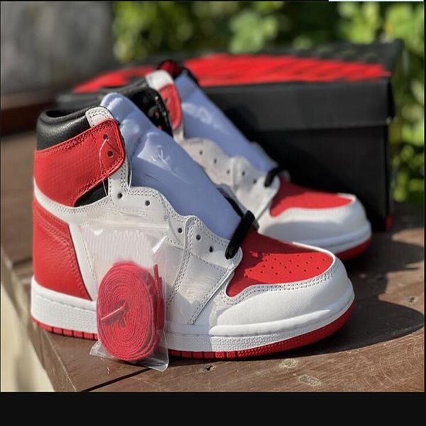 

1 high og heritage men basketball shoes 1s white university red-black womens outdoor sneakers sports 555088-161 ship with shoebox s3057