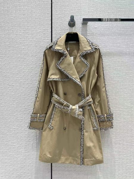 

milan runway women's trench coats 2022 new autumn winter lapel neck long sleeve panelled designer coats brand same style outerwear 0902, Tan;black