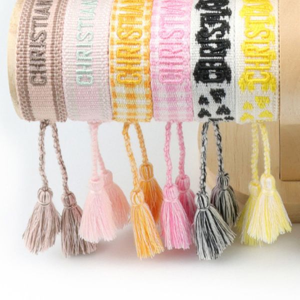 

classic brand fashion jewelry bangles women men handmade cotton signture embroidery bracelet designer woven bangle fabrics luxury bracelets, Black