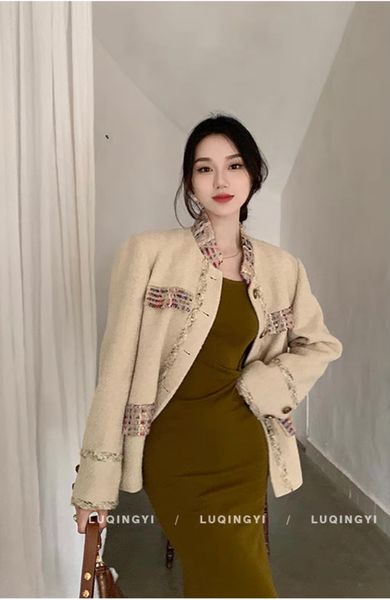 

chan women's brand jacket 2022 new autumn winter western suit jacket brand logo fashion tweed coat designer spring coat birthday gift c, Black;brown