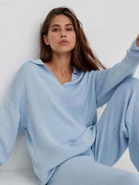 

women's two piece pants autumn casual knit sweater trouser suit women solid long sleeve pullover wide leg pants female set elegant lady, White