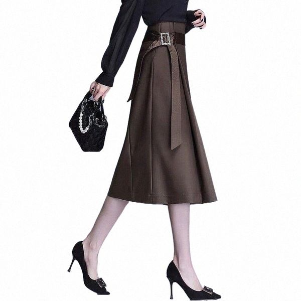 

skirts women 2022 summer fashion a-line split midi skirts female high waist skirt bottoms ladies all match casual slim s78 68bj#, Black