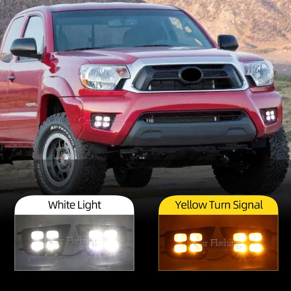 

1 set for toyota tacoma 2012 2013 2014 2015 led daytime running light yellow turn signal light bumper drl fog lamp